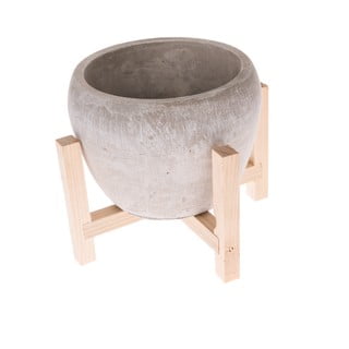 Ghiveci din beton cu suport din lemn Dakls Natural, ø 19 cm, gri