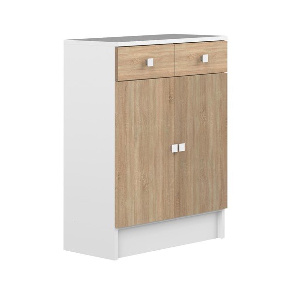 Dulap de baie scund alb cu aspect de stejar 60x82 cm Combi - TemaHome -image-2
