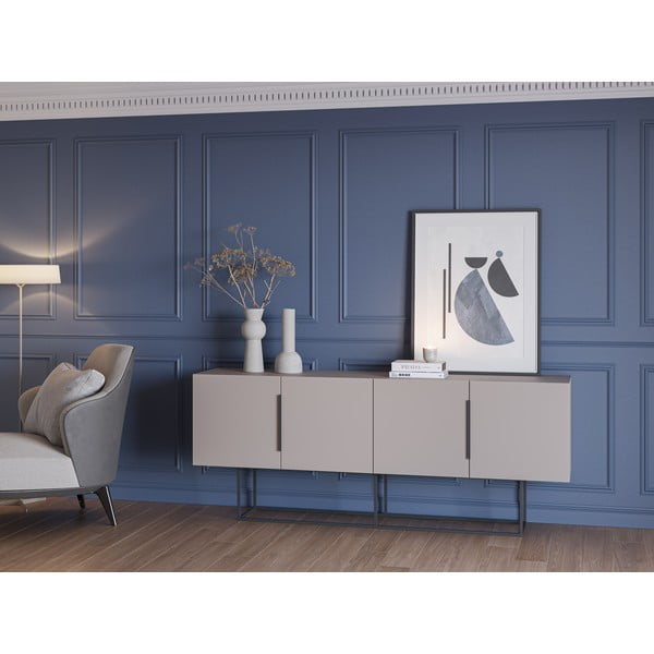 Comodă gri/bej joasă 200x80 cm Titan – Marckeric-image-1