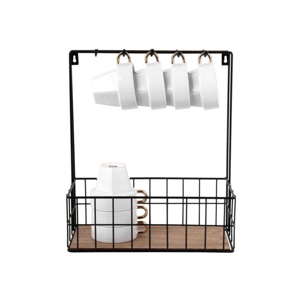 Organizator de perete Present Time Kitchen Rack, negru-image-1