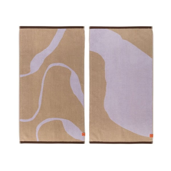 Prosoape mov lavandă/maro deschis 2 buc. din bumbac organic 50x90 cm Nova Arte – Mette Ditmer Denmark