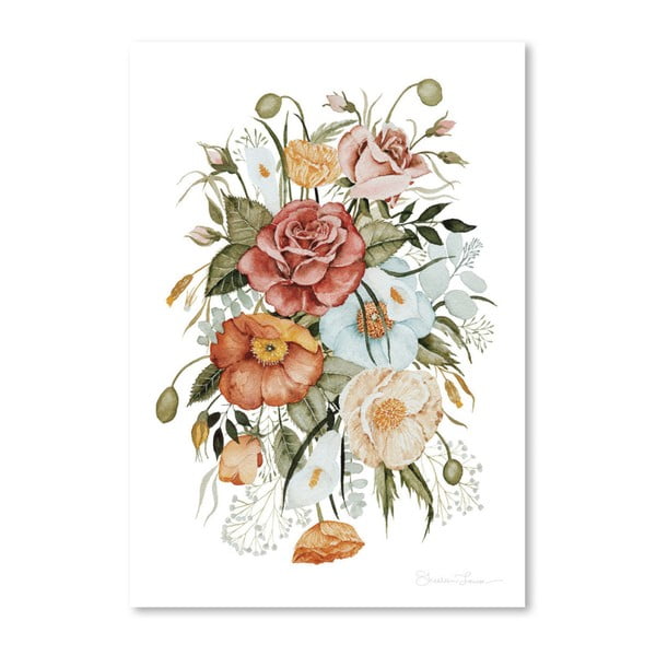 Poster Americanflat Roses And Poppies by Shealeen Louise, 30 x 42 cm