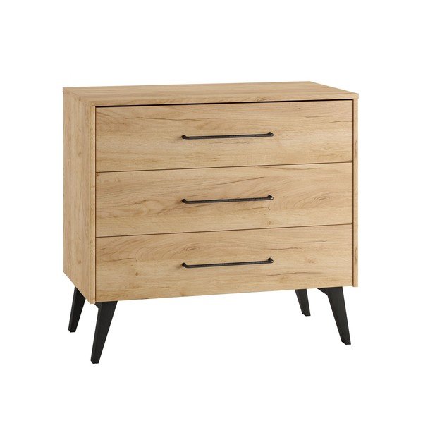 Comodă de copii în culoare naturală joasă cu aspect de lemn de fag 100x92 cm Retro – Pinio-image-2