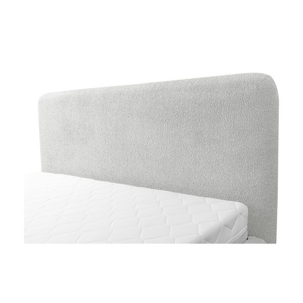 Pat matrimonial gri deschis tapițat cu spațiu de depozitare cu somieră 160x200 cm Makapu – Makamii-image-4