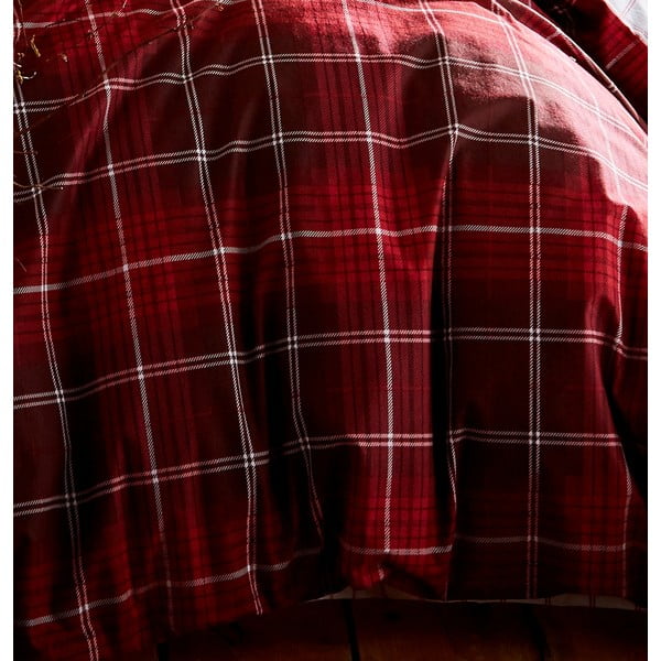 Lenjerie de pat din bumbac Catherine Lansfield Brushed Tartan, 200 x 200 cm, roșu-image-3