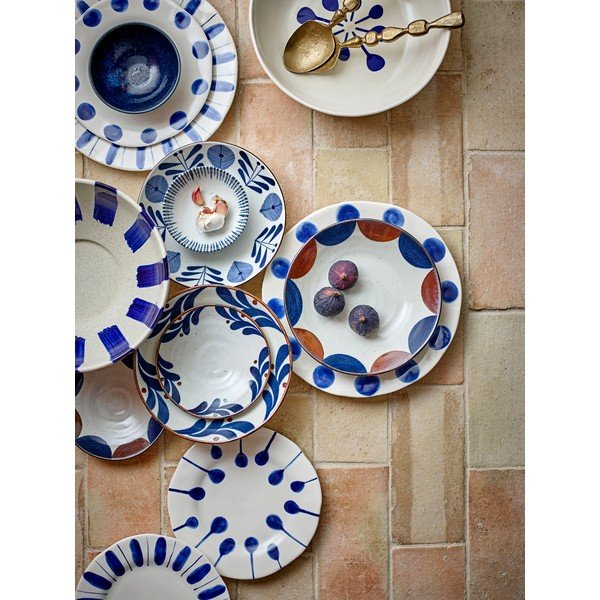 Farfurii albe/albastre 3 buc. din gresie ø 28 cm Linora – Bloomingville-image-2