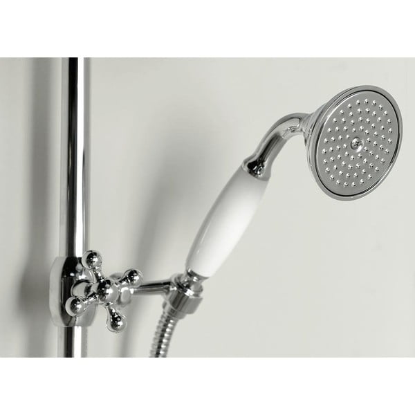 Set de duș argintiu lucios din alamă 142 cm cu robinet termostatic cu duș suspendat/cu duș de mână Antea – Sapho-image-1