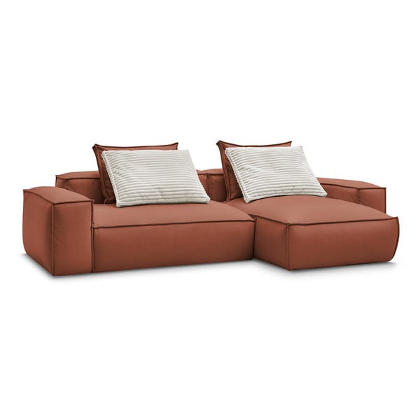 Colțar maro închis cu tapițerie din imitație de piele (cu colț variabil) Boheme – Bobochic Paris-image-3