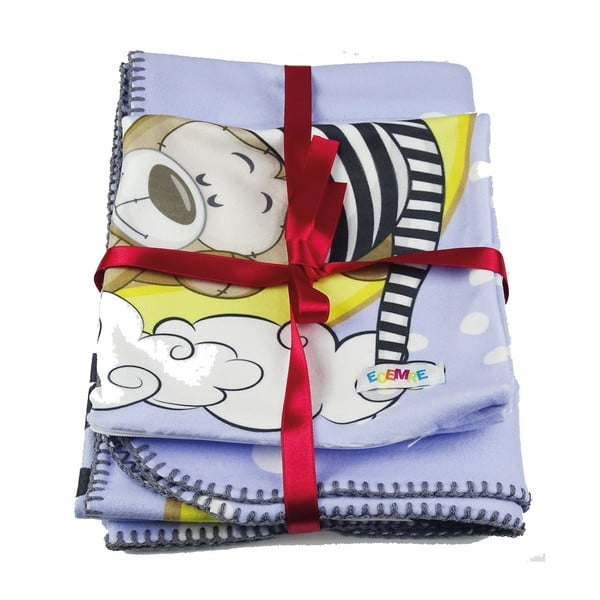 Set pătură și față de pernă  pentru copii albastru-deschis 85x125 cm – OYO kids-image-2