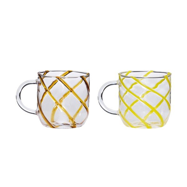 Căni galbene 2 buc. din sticlă borosilicată 450 ml Kiosk – Hübsch