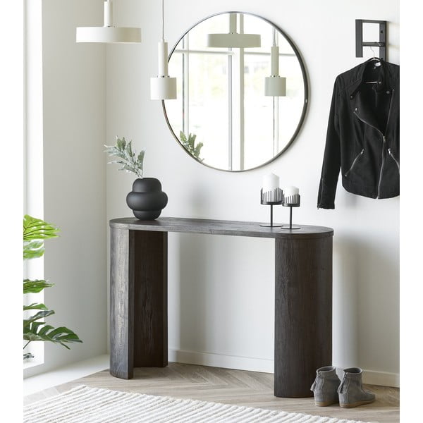 Masă consolă maro închis cu aspect de lemn de stejar 38x114 cm Bibione – House Nordic-image-1