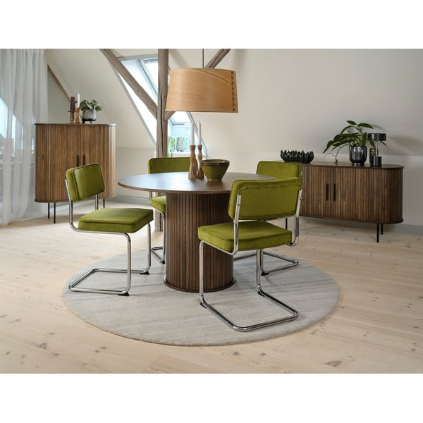 Scaun de dining roșu din catifea reiată Rupert – Unique Furniture-image-1