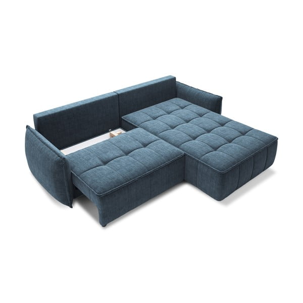 Colțar albastru extensibil/cu spațiu de depozitare cu tapițerie din catifea (cu colț pe partea dreaptă/cu șezlong) Campo – ELTAP-image-2