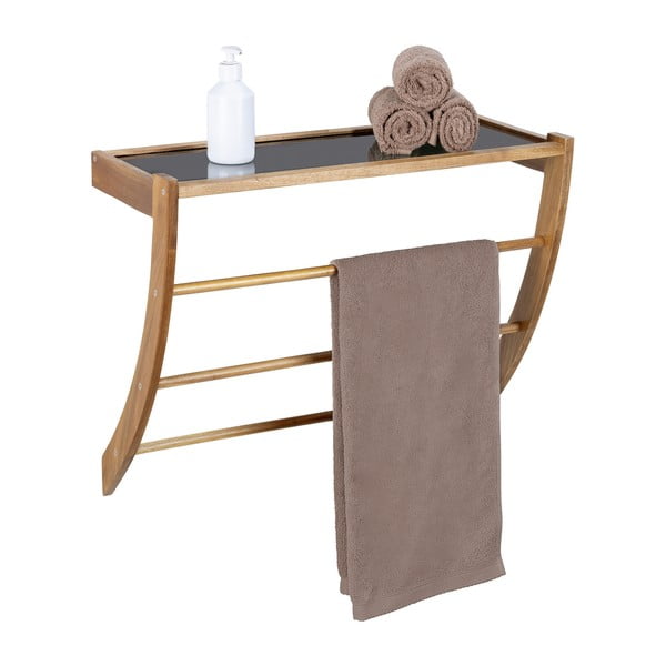 Suport pentru prosoape în culoare naturală închisă de montat pe perete din lemn Fondi – Wenko