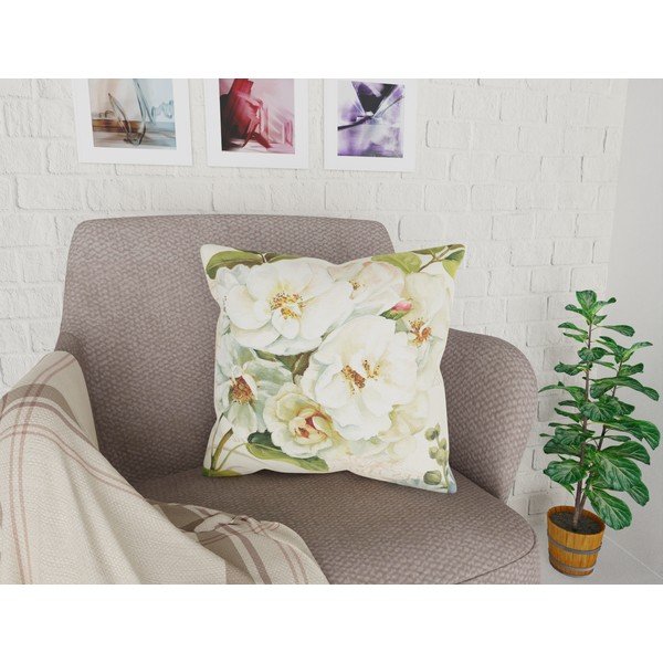 Față de pernă cu amestec din bumbac Vitaus Pure Flower, 43 x 43 cm-image-1