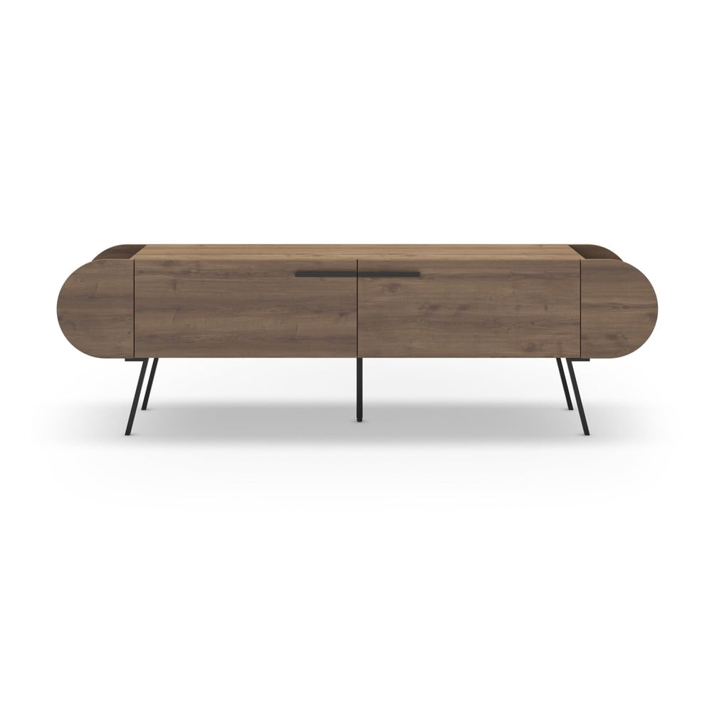 Masă TV în culoare naturală cu aspect de lemn de nuc 195x57 cm Saluso – Marckeric