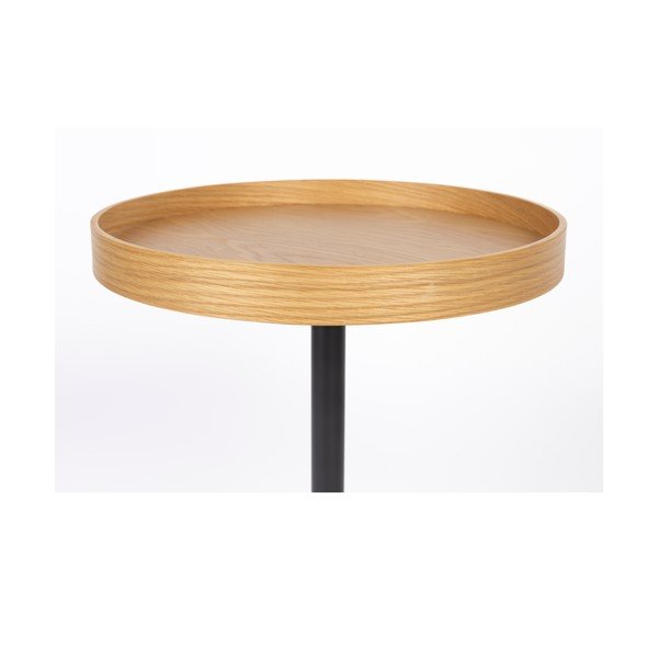 Măsuță auxiliară rotundă cu blat cu aspect de lemn de stejar ø 40 cm Yuri S – White Label-image-2