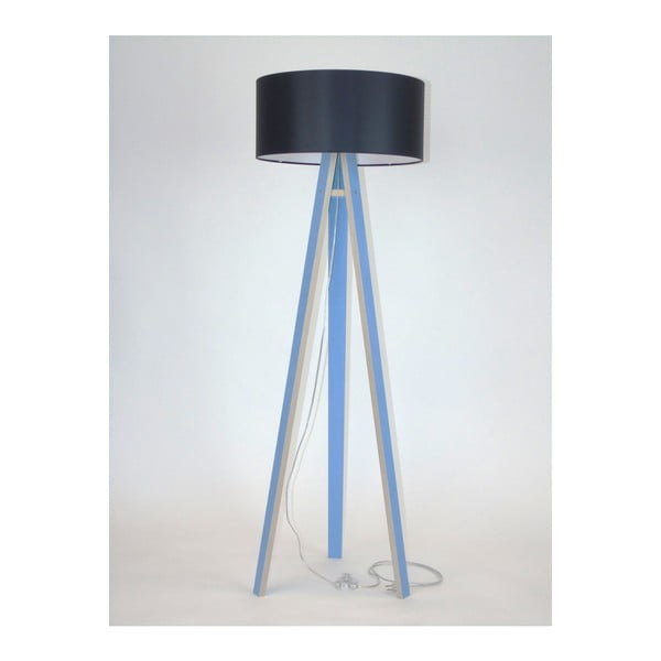 Lampadar cu abajur negru și cablu transparent Ragaba Wanda, albastru