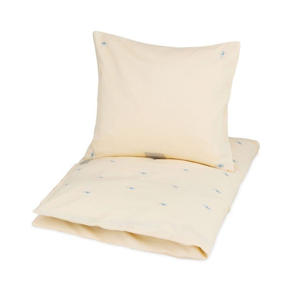 Lenjerie de pat pentru copii, galben-deschis din bumbac organic pentru pătuț 70x100 cm Sea Garden – Cam Cam Copenhagen