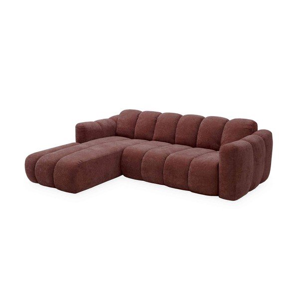 Colțar roșu extensibil cu tapițerie din chenille (cu colț pe partea stângă) Michell – Miuform