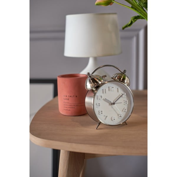 Ceas alarmă din metal Karlsson Mr. White, argintiu-image-1