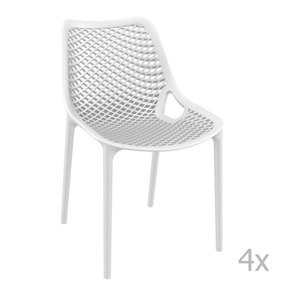 Set 4 scaune grădină Resol Grid, alb 
