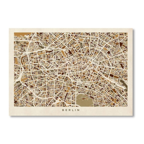 Poster cu harta Berlinului Americanflat Street, 60 x 42 cm