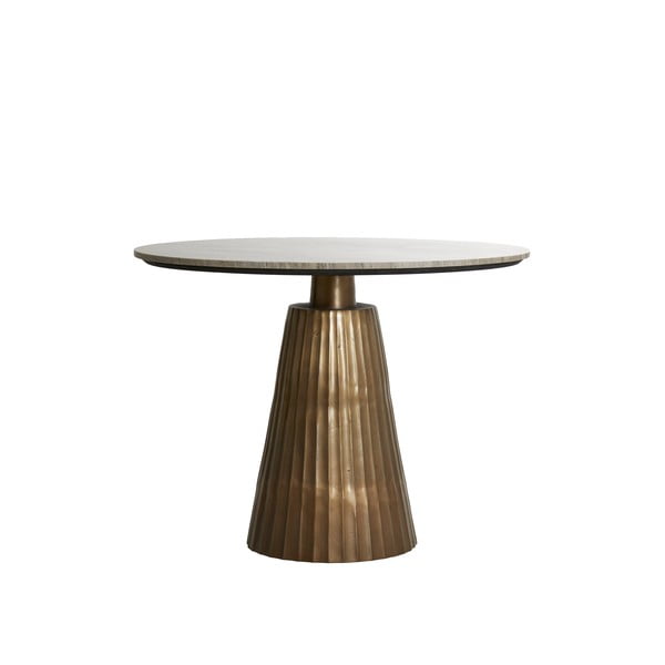 Masă de dining în culoarea bronz/în culoare naturală rotundă cu blat cu aspect de marmură ø 100 cm Rianne – Light & Living