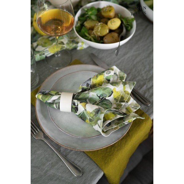 Coasters verde 4 buc. din material textil Lotus – Linen Tales-image-1