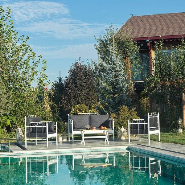 Set mobilier de grădină alb/gri închis pentru patru persoane Hatkus – Floriane Garden-image-4