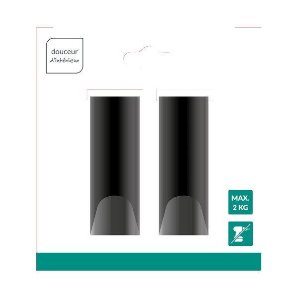 Cârlige negru-mat 2 buc. de agățat din metal Fixeo – douceur d'intérieur-image-1