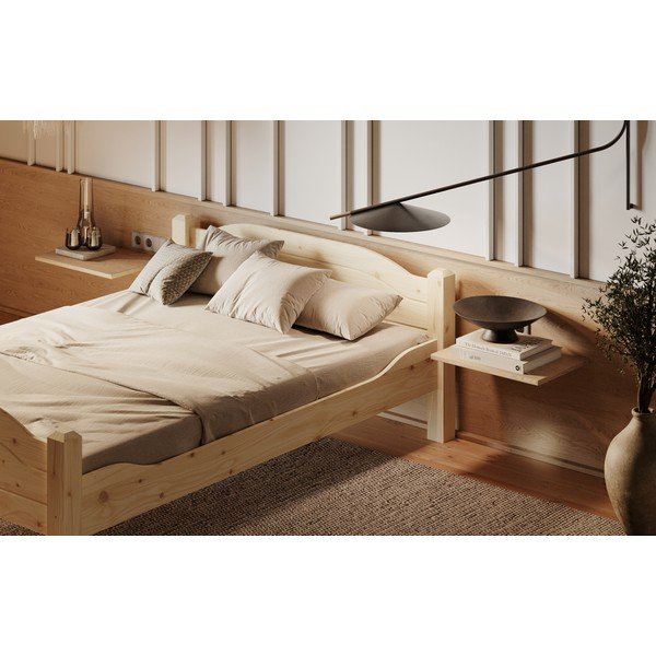Pat matrimonial în culoare naturală din lemn de pin 140x200 cm Liva – Olivia Living-image-1