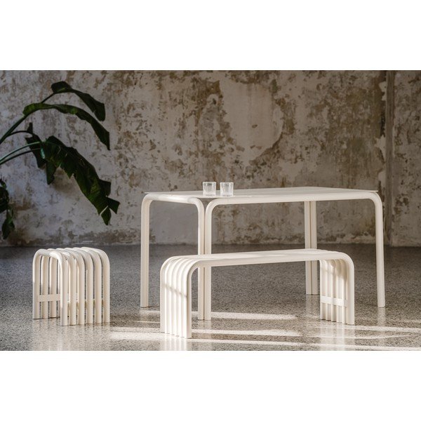 Bancă de grădină bej din metal Nokk – noo.ma-image-1