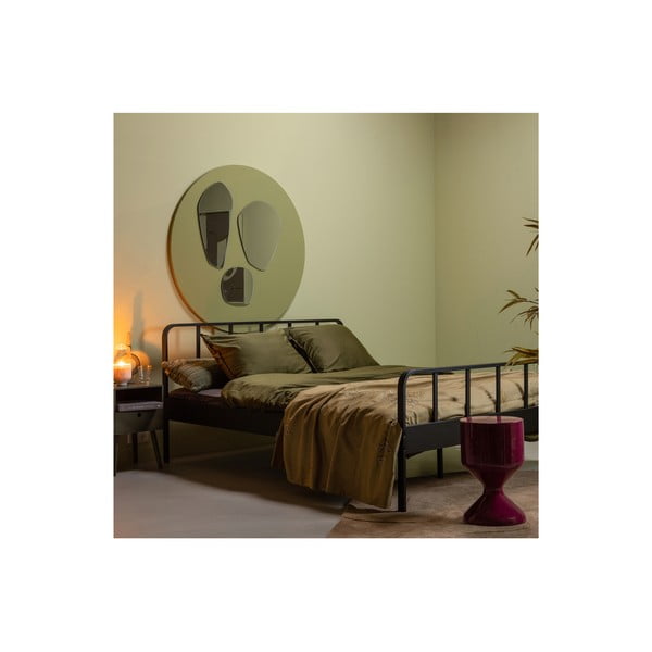 Pat matrimonial negru din metal cu somieră 160x200 cm Mees – WOOOD-image-1