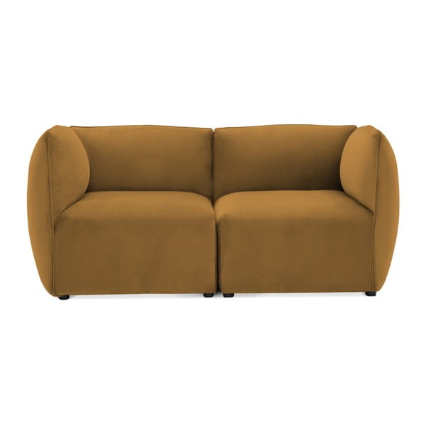 Canapea modulară cu 2 locuri Vivonita Velvet Cube, galben muștar