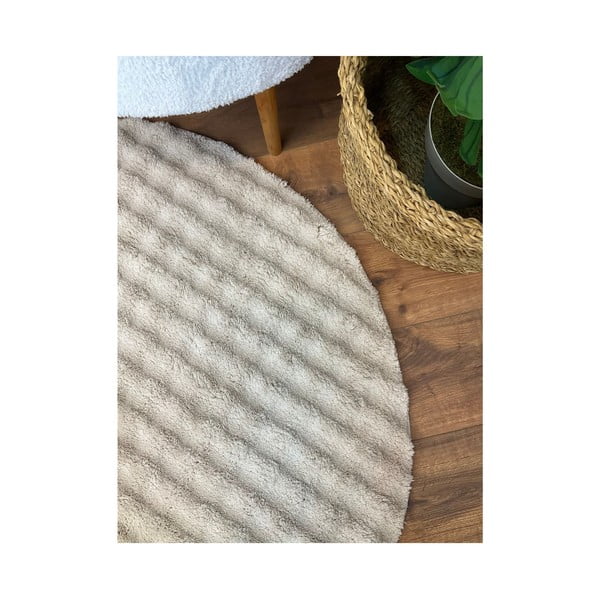 Covor bej lavabil rotund ø 120 cm Bubbly – Oyo Concept-image-4