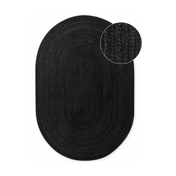 Covor negru reversibil/țesut manual din iută 160x230 cm Braided – Hanse Home