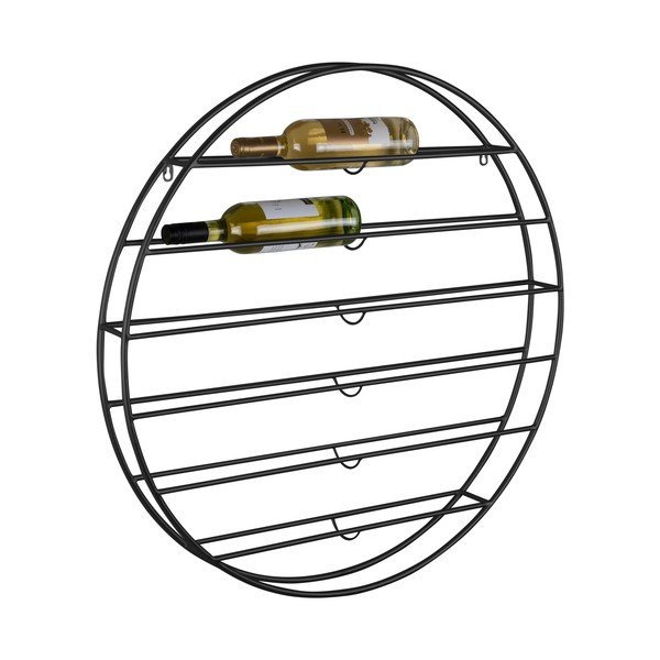 Raft pentru sticle de vin negru pentru perete din metal număr de sticle 12 80x80x9 cm Redondo – PT LIVING-image-2