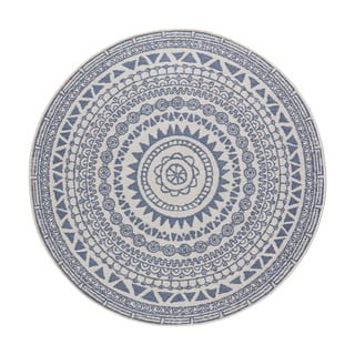 Covor adecvat pentru exterior NORTHRUGS Coron, ø 200 cm, albastru-crem