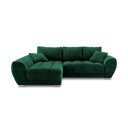 Colțar extensibil cu tapițerie de catifea și șezlong pe partea stângă Windsor & Co Sofas Nuage, verde smarald