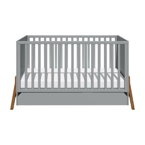 Pătuț pentru copii cu sertar BELLAMY Lotta, 70 x 140 cm, gri-image-3