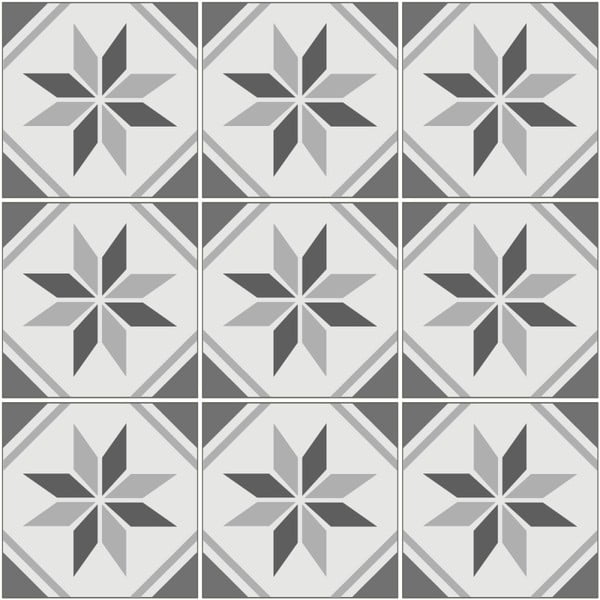 Set 9 autocolante de perete Ambiance Cement Tiles Noah, 10 x 10 cm