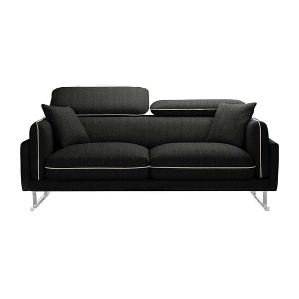 Canapea cu 2 locuri L'Officiel Gigi, negru cu tiv crem
