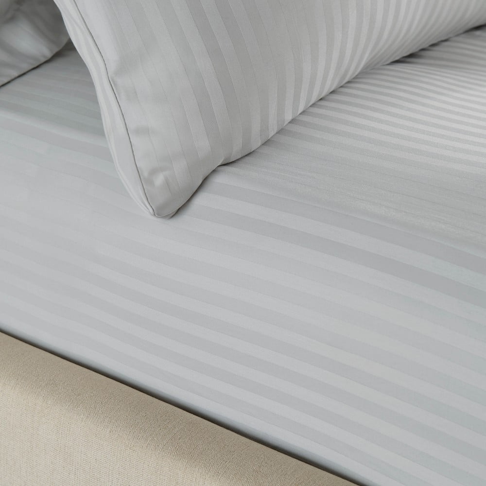 Cearceaf gri cu elastic 135x190 cm Satin Stripe - Catherine Lansfield