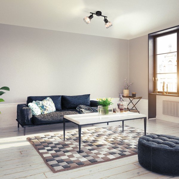 Plafonieră neagră cu abajur din metal/cu abajur din ratan 10x28 cm Straw – Fischer & Honsel-image-1