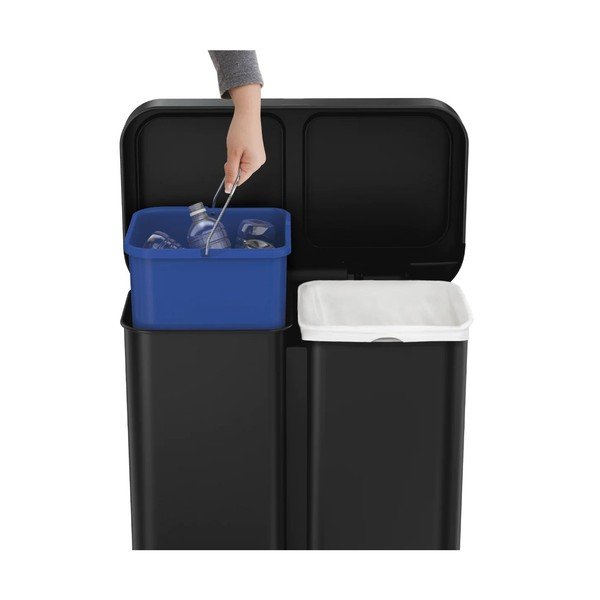 Coș de gunoi negru mat de reciclat/cu senzori de deschidere din oțel 58 l – simplehuman-image-3