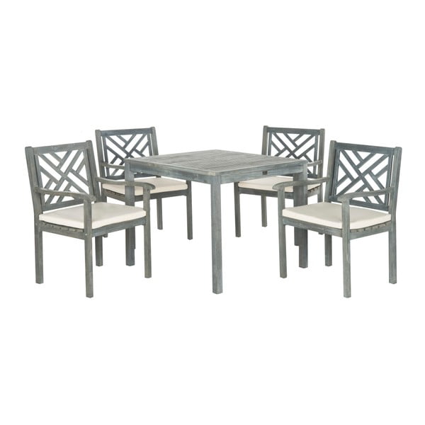 Set masă pentru grădină și scaune din lemn de acacia Safavieh Mendoza, gri