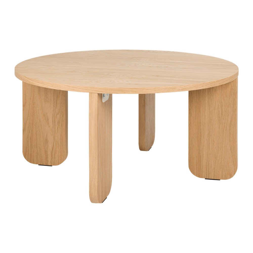 Măsuță de cafea în culoare naturală rotundă cu blat cu aspect de lemn de stejar ø 75 cm Kuvu – noo.ma
