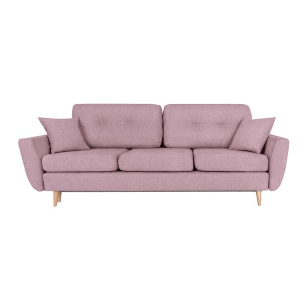Canapea extensibilă cu 3 locuri Scandizen Rita, roz deschis