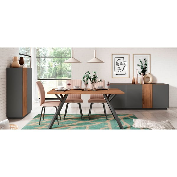 Masă de dining cu blat cu aspect de lemn de nuc 90x160 cm Paola – Marckeric-image-1